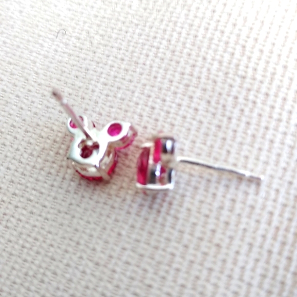DIAMONIQUE FUCHSIA/RED CRYSTAL MICKEY EARRINGS - Picture 4 of 4